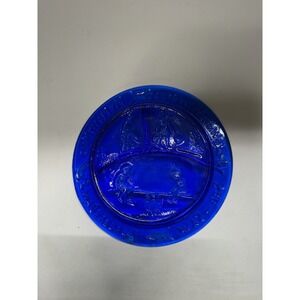 Vintage "Nursery Rhyme Blue" Three Way Divided Pressed Glass Plate By Tiara